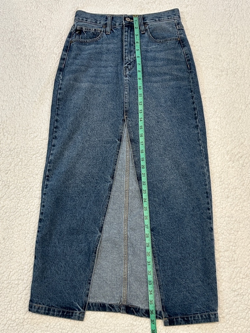 KanCan Pixie 90s Denim Maxi Skirt size Small Medium Wash Western Boho Festival - Picture 13 of 13